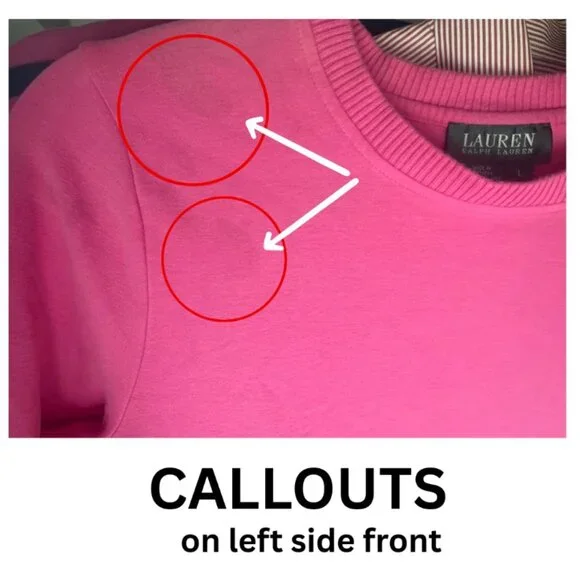 Lauren Ralph Lauren Pullover Pink L Front Zipper Pockets Made in USA **FLAW** - Picture 7 of 14